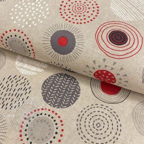 Dekostoff Linenlook Hand drawn circles red