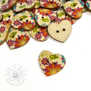 Holzknopf Heart Zinnia