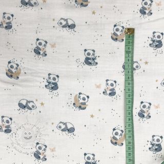 Double gauze/musselin Panda white digital print