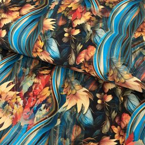 Jersey Wavy flowie blue digital print