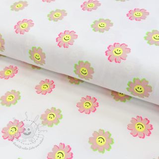 Jersey Neon happy flowers white