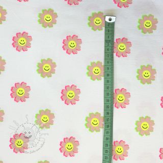 Jersey Neon happy flowers white