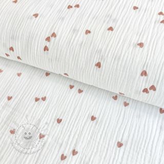 Double gauze/musselin Small hearts white