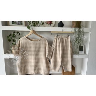 Double gauze/musselin Double sided CHECKS MINI beige