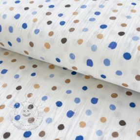 Double gauze/musselin Big dots Snoozy old blue