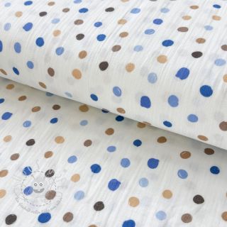 Double gauze/musselin Big dots Snoozy old blue