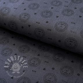 Double gauze/musselin glatt Lion heads dark grey