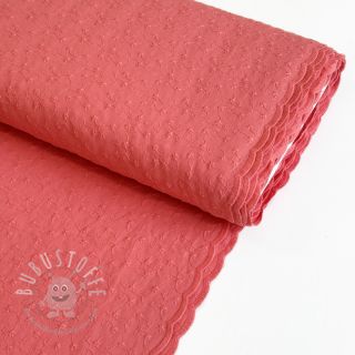 Baumwollstoff Embroidery 2 side dark coral