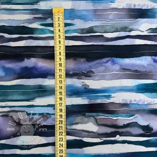 Sweatstoff Wavy stripes petrol digital print