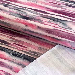 Sweatstoff Wavy stripes dark rose digital print