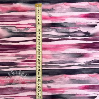 Sweatstoff Wavy stripes dark rose digital print