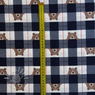 Baumwollstoff FLANNEL Bear check navy