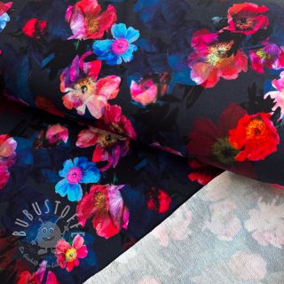 Sweatstoff Wild rose navy digital print