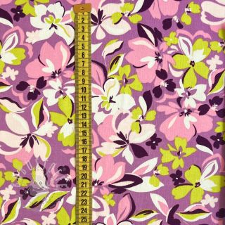 Sweatstoff Bright flowers design pink lime