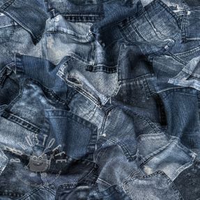 Jersey Jeans pocket navy digital print