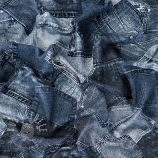 Jersey Jeans pocket navy digital print