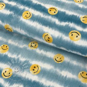 Double gauze/musselin Happy faces jeans digital print