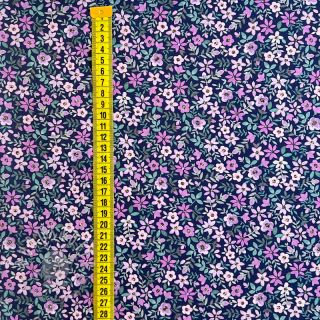 Baumwollstoff Mimi flowers navy purple digital print