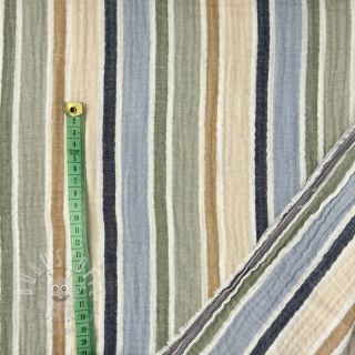 Double gauze/musselin YARN DYED MULTI Stripes green blue