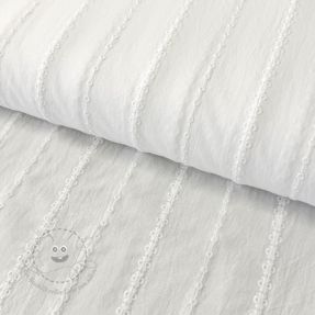 Baumwollstoff VOILE Embroidery Stripes white