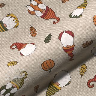 Dekostoff Linenlook Tomte Falling Leaves