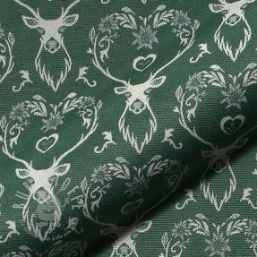 Dekostoff jacquard DOUBLE FACE Landhaus Deer Heart forest green