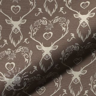 Dekostoff jacquard DOUBLE FACE Landhaus Deer Heart taupe