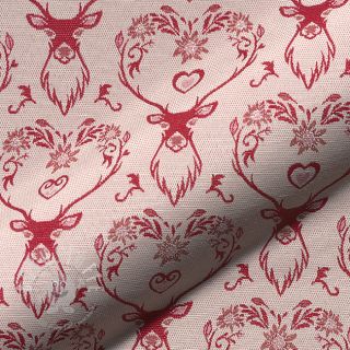 Dekostoff jacquard DOUBLE FACE Landhaus Deer Heart dark red