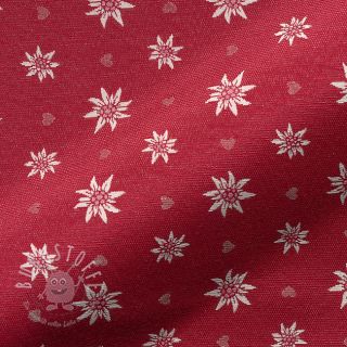 Dekostoff jacquard DOUBLE FACE Landhaus Edelweiss dark red