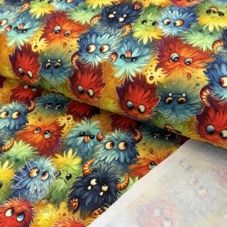 Sweatstoff Bright monsters design D digital print