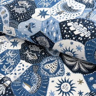 Dekostoff jacquard Tucan allover bleu