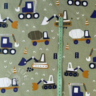 Baumwollstoff Fine vehicles army green digital print