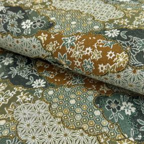 Dekostoff jacquard Nuage allover kaki