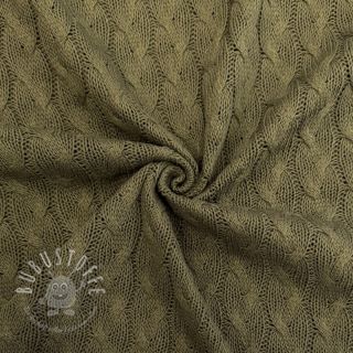 Strickstoff Jacquard CABLE camo green