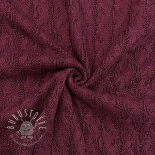 Strickstoff Jacquard CABLE bordeaux