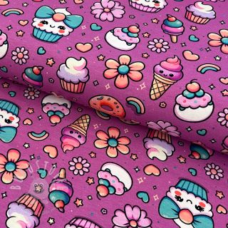 Jersey Sweet food fuchsia digital print