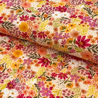 Double gauze/musselin Summer flowers peach digital print