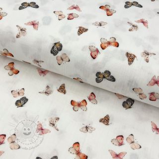 Double gauze/musselin Butterflies white digital print