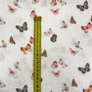 Double gauze/musselin Butterflies white digital print