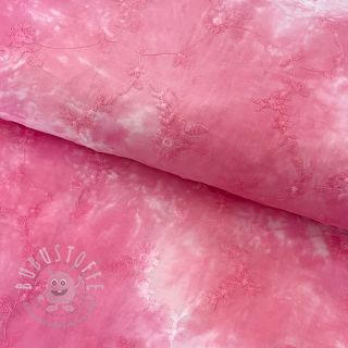 Baumwollstoff EMBROIDERY Tie-Dye pink