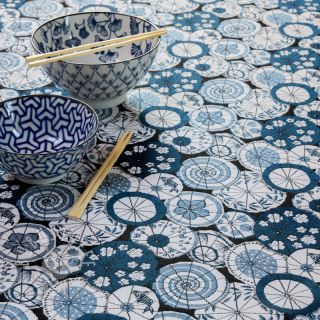 Dekostoff jacquard Kusmi bleu